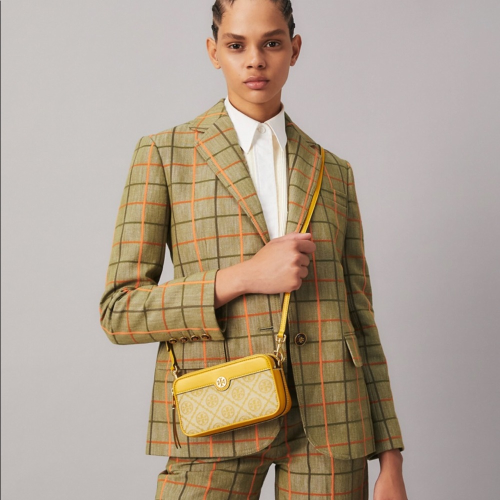 NEW Tory Burch T Monogram Jacquard Double-Zip Mini Bag